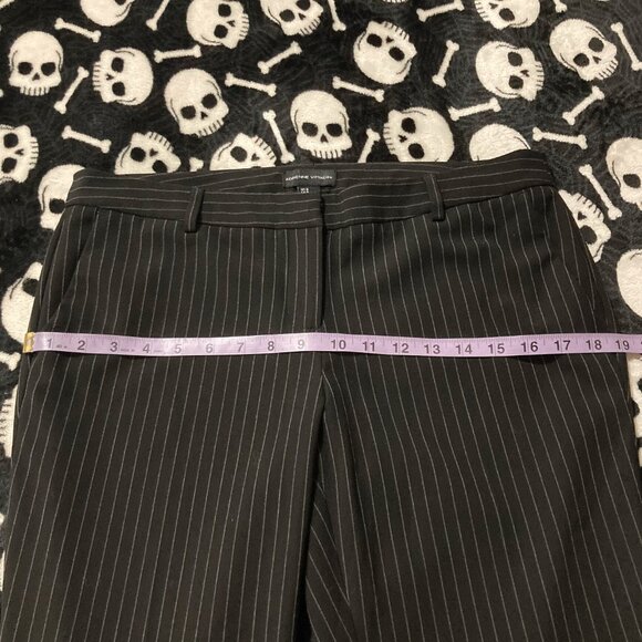 ADRIENNE VITTANDINI Black grey pinstripe straight leg trousers ~ MEDIUM LARGE - Picture 9 of 13